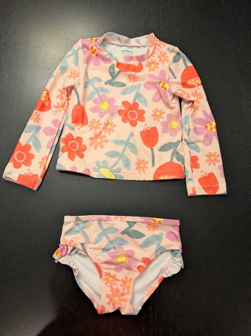 Carter's Peach and Pink Floral Girls' Two-Piece Swim Set